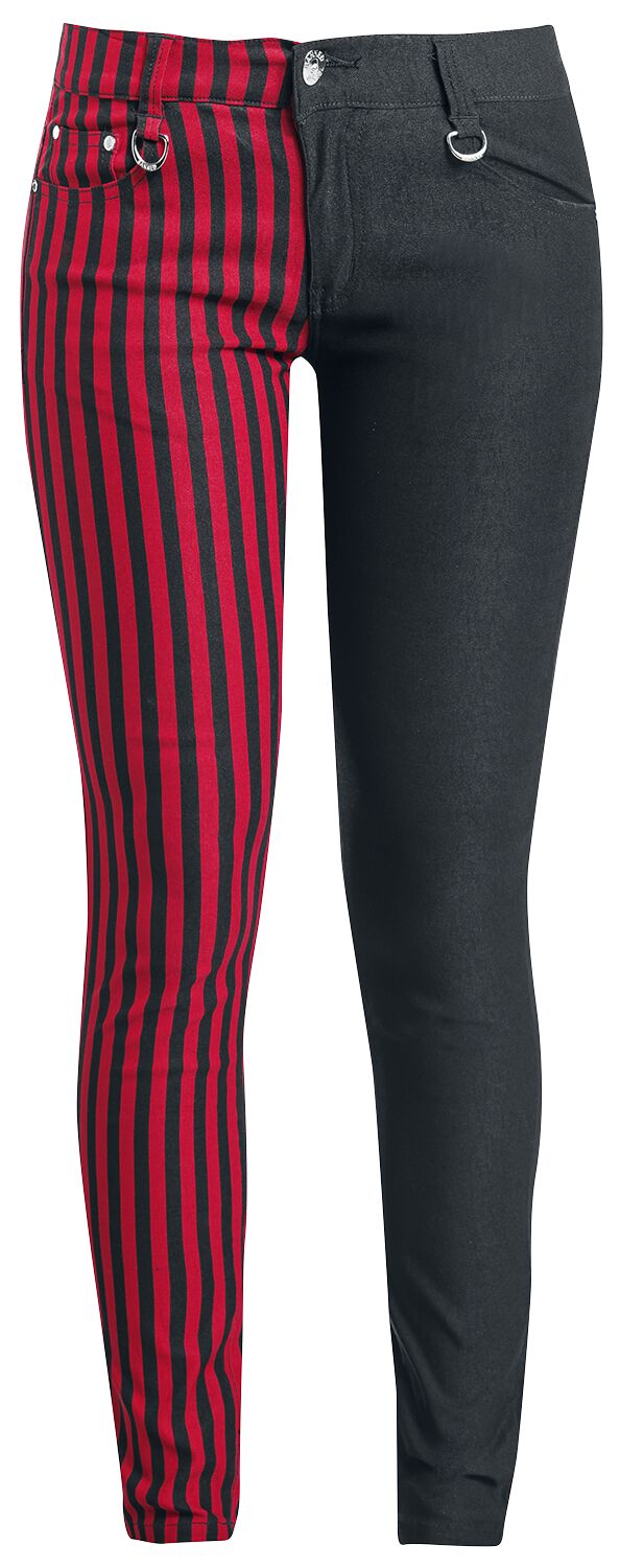Banned Pantaloni Attillati metà Scozzesi a Quadri da Donna Split Emo Punk Moda Alternativa, Rosso, XS