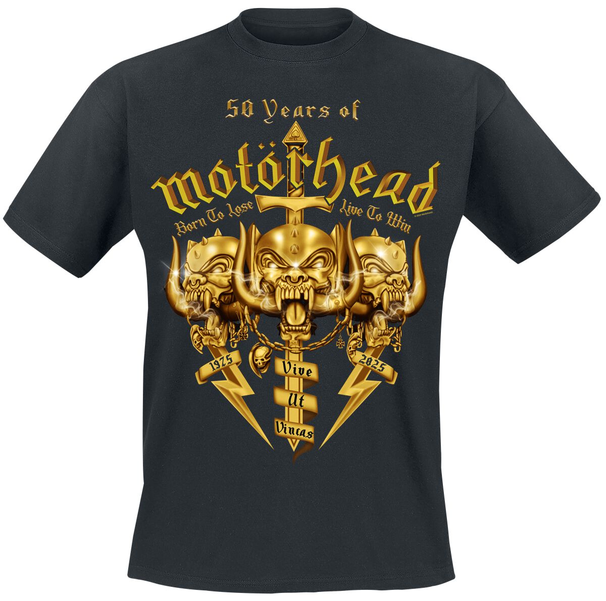 Motörhead Logo T-Shirt Uomo - Maglia Nera Regular, Merch Ufficiale Della Band