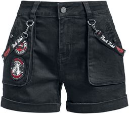 Comfy shorts with patches and straps, Rock Rebel by EMP, Shorts
