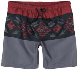 Tricolor Swim Shorts with Arrow Print, Black Premium by EMP, Bermuda