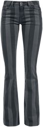 Grace - Black/Grey Striped Trousers, Gothicana by EMP, Pantaloni