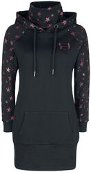 Raglan hooded dress with stars, RED by EMP, Miniabito