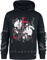 Hoodie with straps and eyelets, Black Blood by Gothicana, Felpa con cappuccio