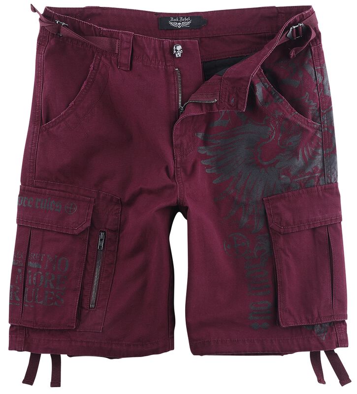 Dark-Red Shorts with Prints