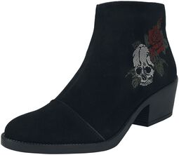 Boot with rose and skull embroidery, Rock Rebel by EMP, Stivali