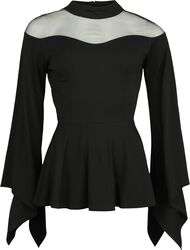 Longsleeve Shirt with Illusion Neckline, Gothicana by EMP, Maglia Maniche Lunghe