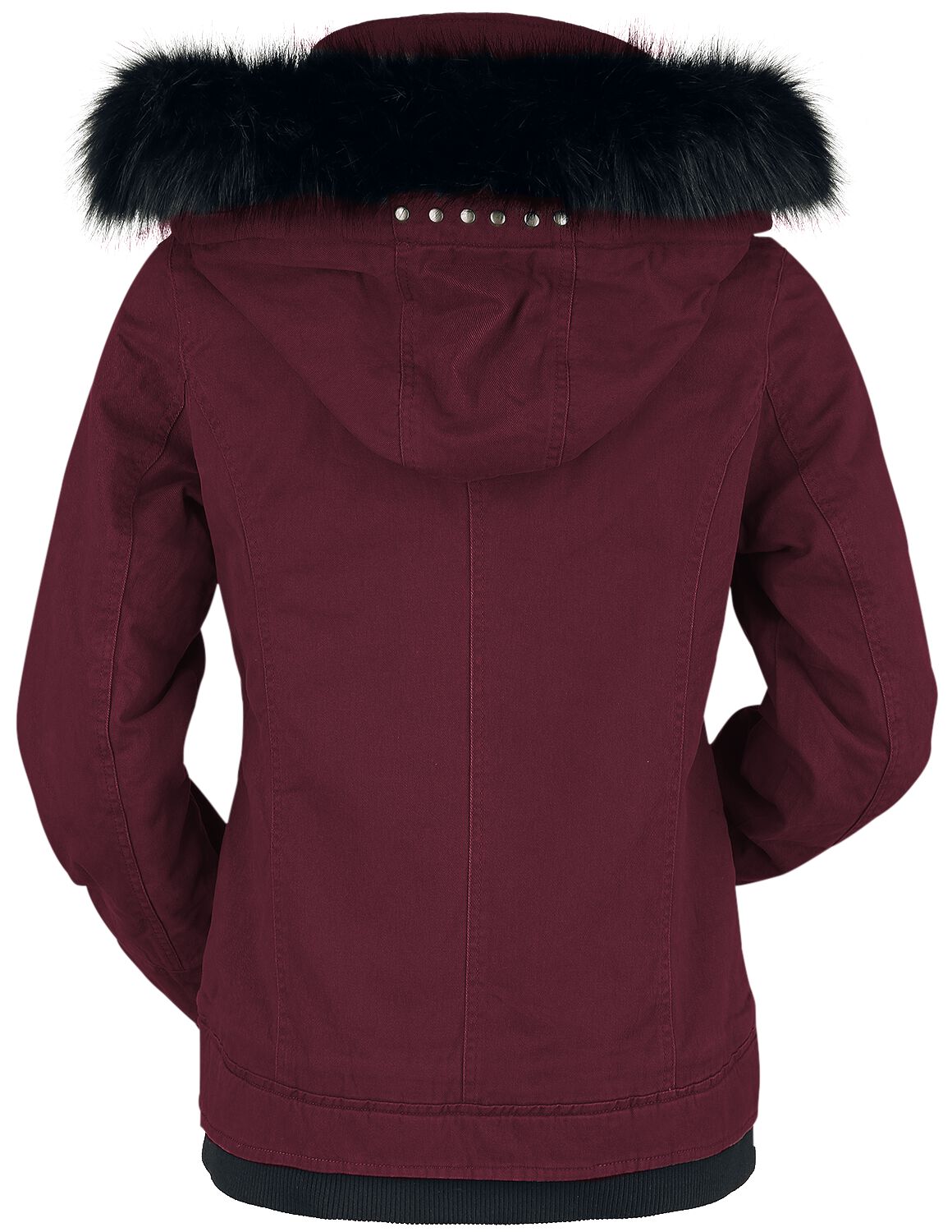 Burgundy Jacket with Faux Fur Collar and Hood Black Premium by EMP Giacca invernale EMP
