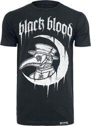 T-shirt with crescent moon and plague doctor, Black Blood by Gothicana, T-Shirt