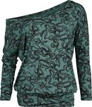 Long-sleeved top with snake print, Black Premium by EMP, Maglia Maniche Lunghe