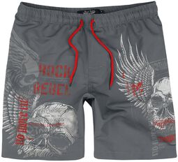 Swim Shorts with Skull Print, Rock Rebel by EMP, Bermuda