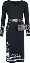 Gothicana X Elvira dress with belt and bag, Gothicana by EMP, Abito media lunghezza