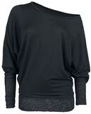 Lace Leisure Shirt, Black Premium by EMP, Maglia Maniche Lunghe
