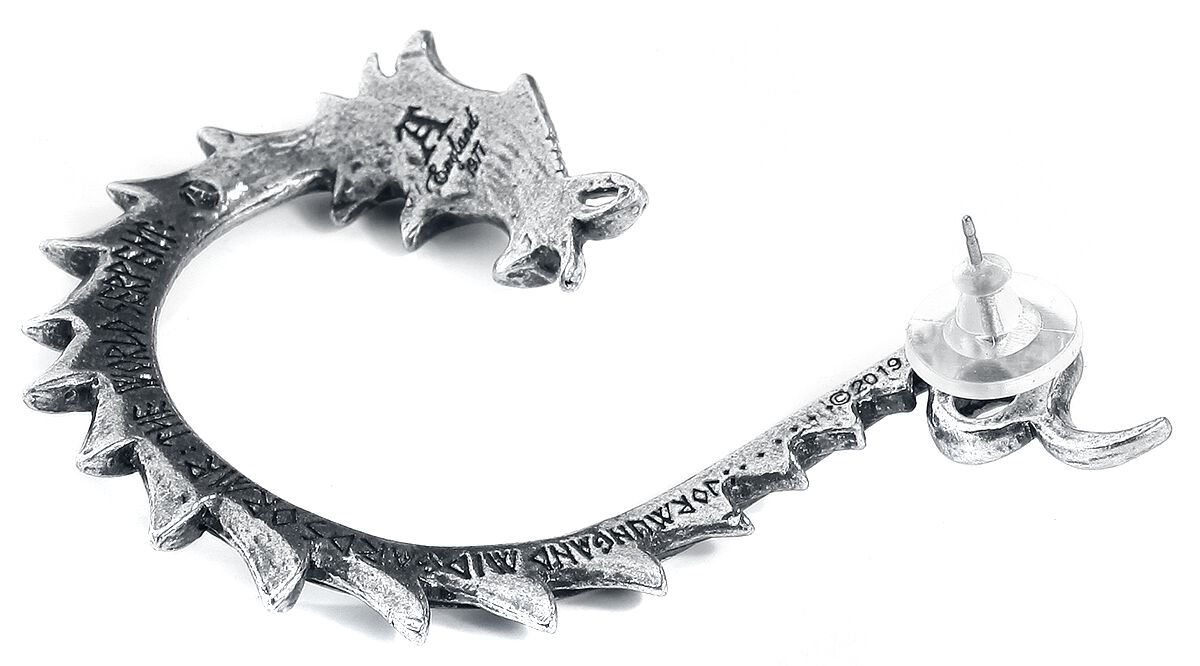 Alchemy Gothic Orecchino Singolo Cat Ouith Gatto Nero In Peltro - Gioiello Handmade Inghilterra Per Orecchio Destro, Stile Gotico - 4