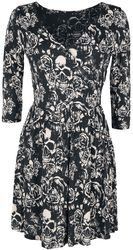 Dress with Skulls & Roses Print, Black Premium by EMP, Miniabito