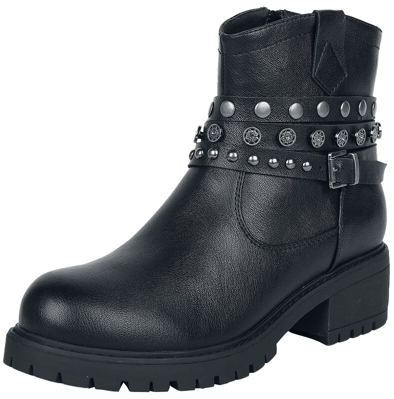 Biker boots with studs and buckles