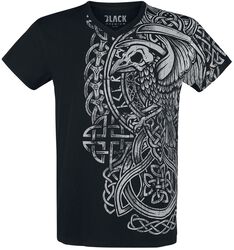 Black T-shirt with Print and V-Neckline, Black Premium by EMP, T-Shirt