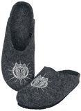 Grey Slippers with Wolf Print, Black Premium by EMP, Pantofole