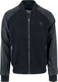 Cotton Bomber Leather Imitation Sleeve Jacket, Urban Classics, Giacca Bomber