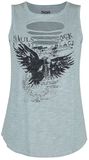 Grey Top with Cut-Outs and Print, Black Premium by EMP, Top