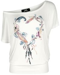 White T-shirt with Crew Neck and Print, Full Volume by EMP, T-Shirt