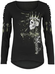 Long-sleeved top with cut-outs, Rock Rebel by EMP, Maglia Maniche Lunghe