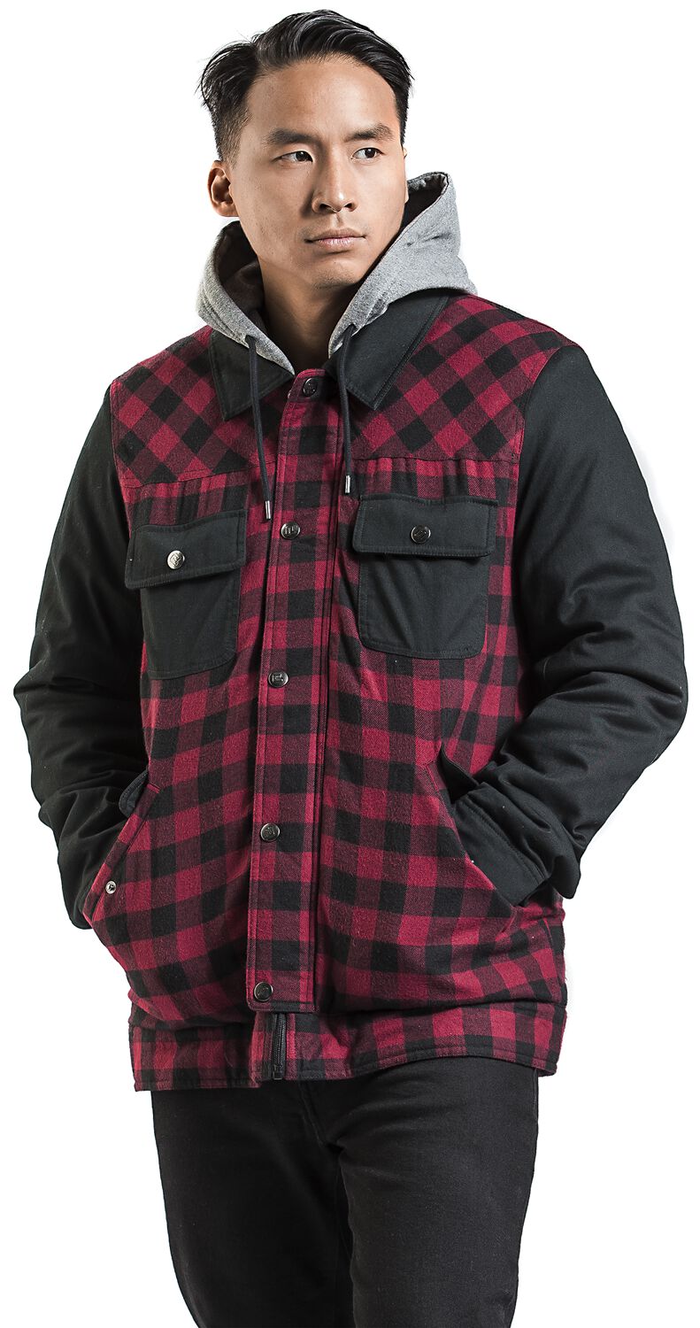 Black/Red Lumberjack Jacket with Black Sleeves RED by EMP Giacca invernale EMP