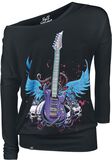 Winged Guitar Ladies Tee, Full Volume by EMP, Maglia Maniche Lunghe