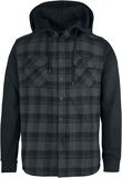 Hooded Checked Flannel Sweat Sleeve Shirt, RED by EMP, Camicia in flanella