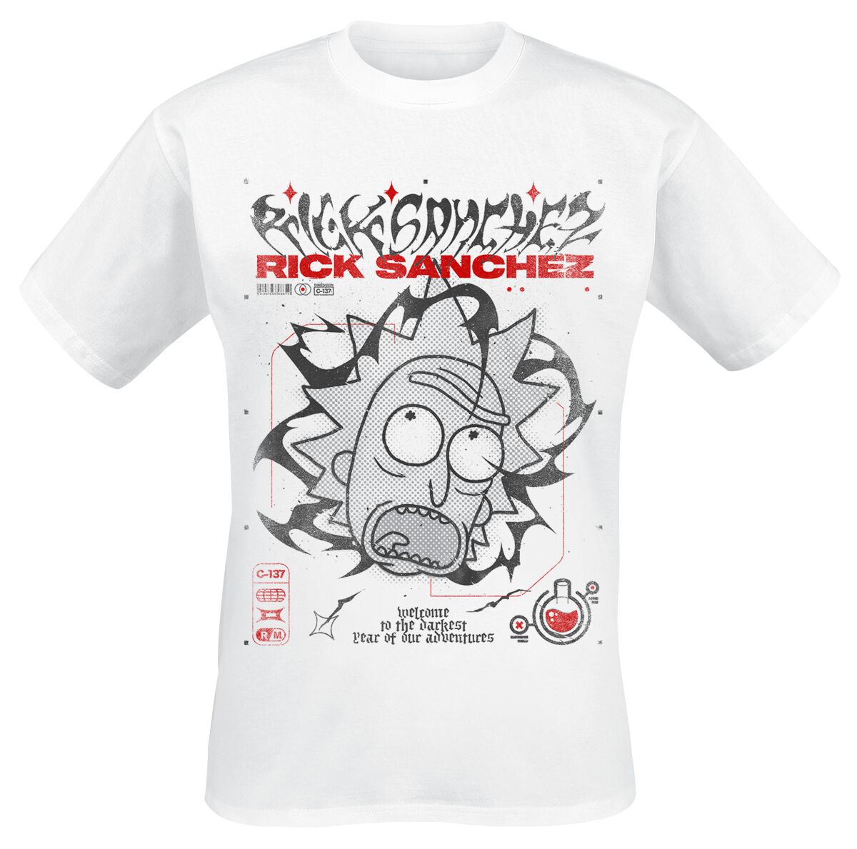 Maglietta Ufficiale Rick And Morty - T-Shirt Unisex In Cotone, Rick Sanchez & Morty Smith, Stampa Frontale, Taglia M