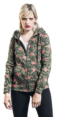 Green Camouflage Hooded Jacket with Stars