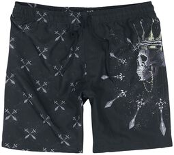 swim shorts with skull king and sword, Rock Rebel by EMP, Bermuda