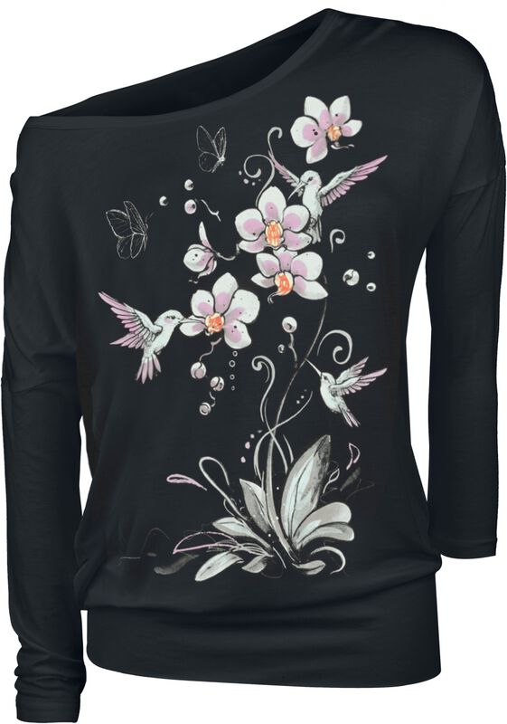 Long-sleeved shirt with floral print
