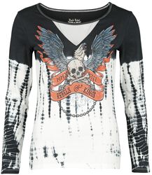 Tie-dye long-sleeved top with large front print, Rock Rebel by EMP, Maglia Maniche Lunghe