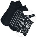 Three-pack of socks with cross and pentagram motifs, Gothicana by EMP, Calzini