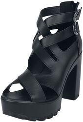 High heels with straps, Black Premium by EMP, Tacco alto