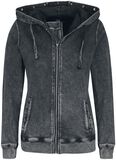 Dark Grey Hooded Jacket with Wash and Studs, Black Premium by EMP, Felpa jogging