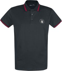 Black Polo Shirt with Embroidery and Red Details, EMP Premium Collection, T-Shirt
