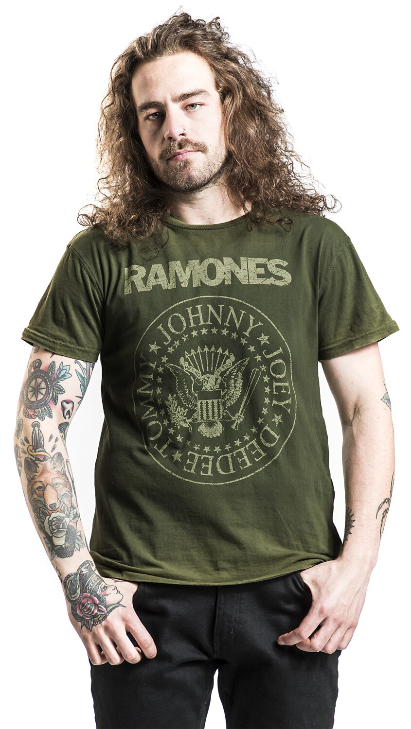 T-Shirt Donna Ramones – Verde – Taglia L – 100% Cotone – Band Gabba Foil