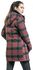 Short Black.Red Coat with Checked Pattern