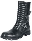 Black Boots with Quilting on Shaft and Buckles, Gothicana by EMP, Stivali