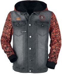 Rock Rebel X Route 66 - Denim Jacket with Printed Sweat Sleeves and Hood