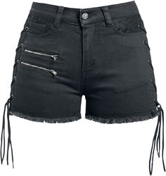 Black shorts with laces, Gothicana by EMP, Shorts