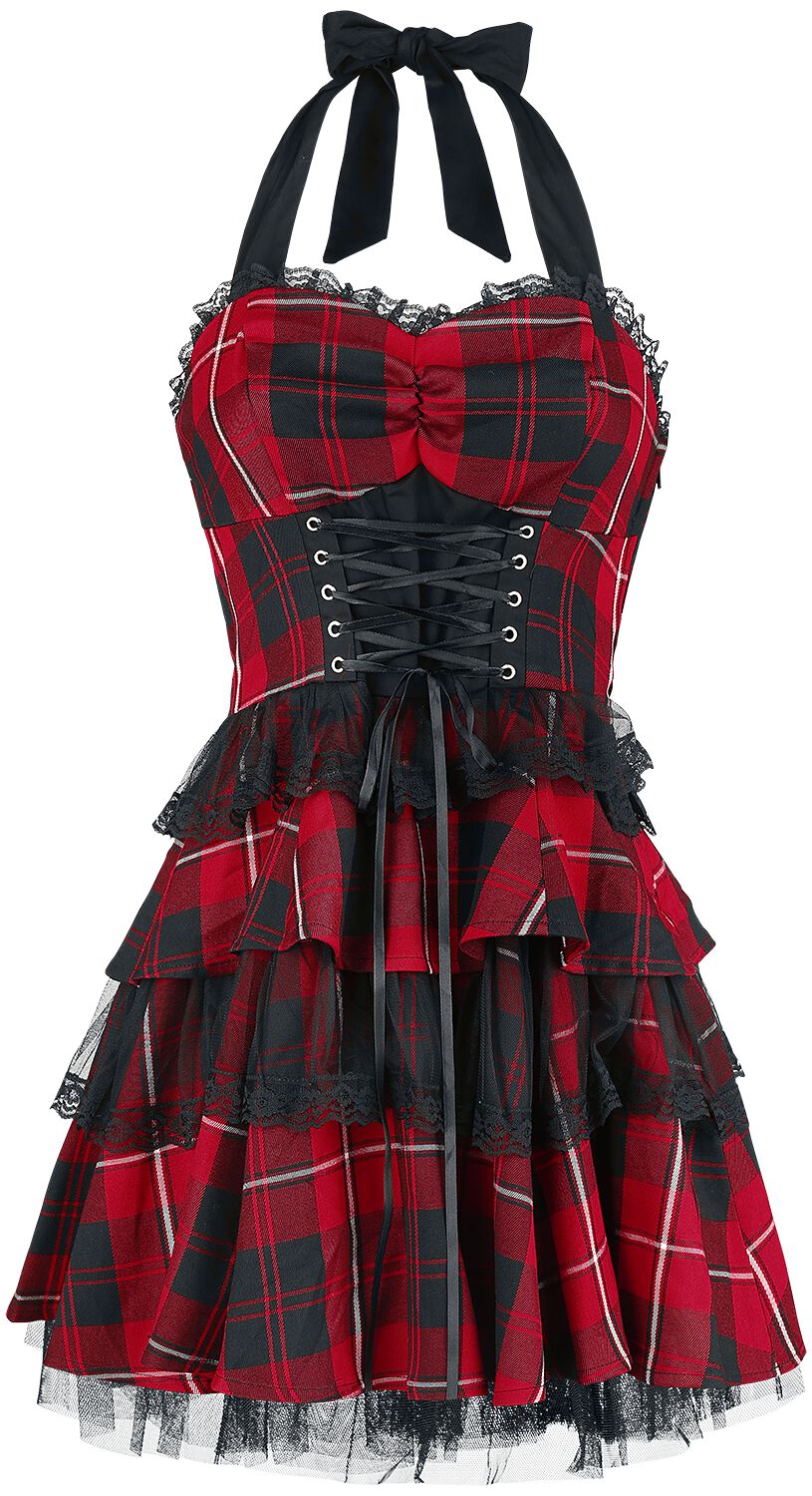 Red Tartan Gothic Dress H&R London Miniabito EMP