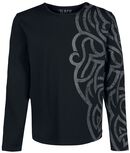 Long-sleeve Shirt with Large Ornamentation, Black Premium by EMP, Maglia Maniche Lunghe