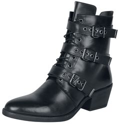 Black lace-up boots with buckles, Rock Rebel by EMP, Stivali stringati