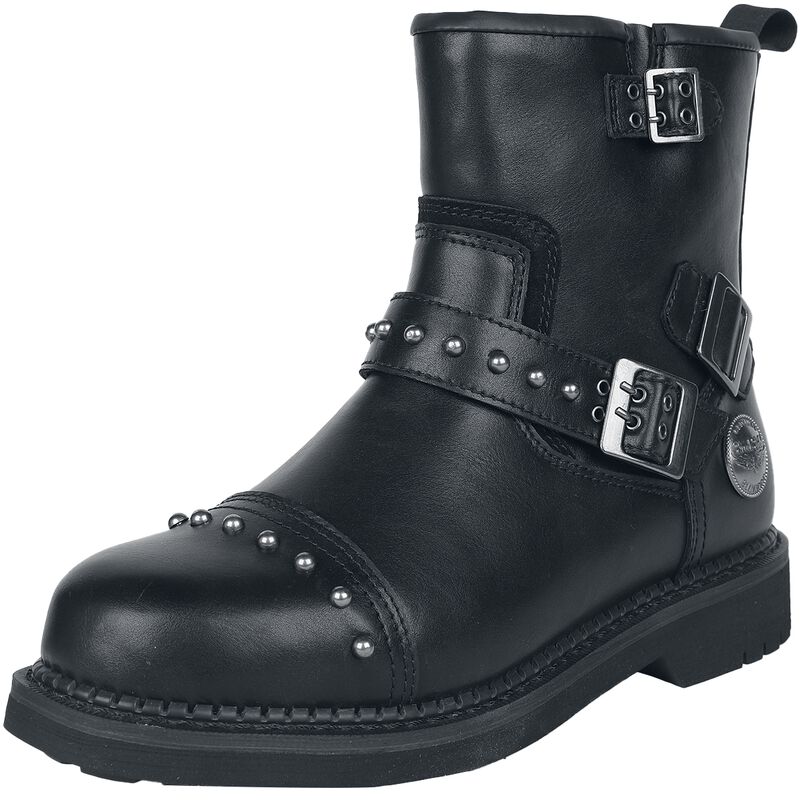 Boots with buckles and studs