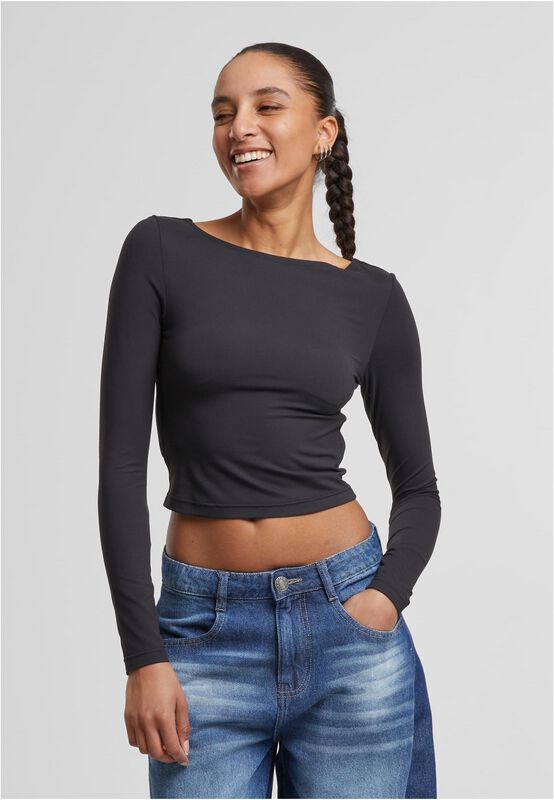Urban Classics Turtleneck - Maglietta Donna A Maniche Lunghe Con Collo Alto, Jersey Elasticizzato, Vestibilità Aderente, Colore Classico - 4