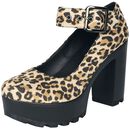 High heels in leopard print look, Gothicana by EMP, Tacco alto