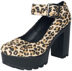 High heels in leopard print look, Gothicana by EMP, Tacco alto