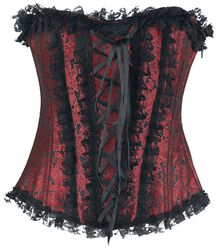 Red Lace Corset with Brocade Pattern